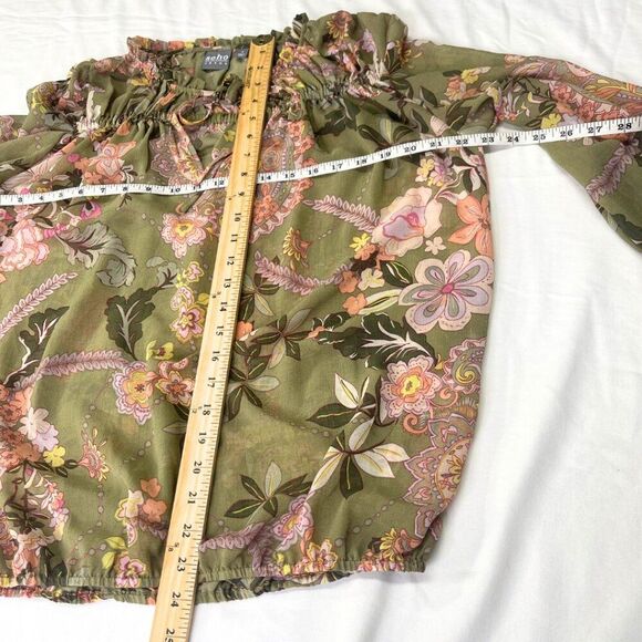 SOHO JEANS NY&CO | Women's Floral Blouse| Floral Sheer Top Size Medium - Picture 12 of 14